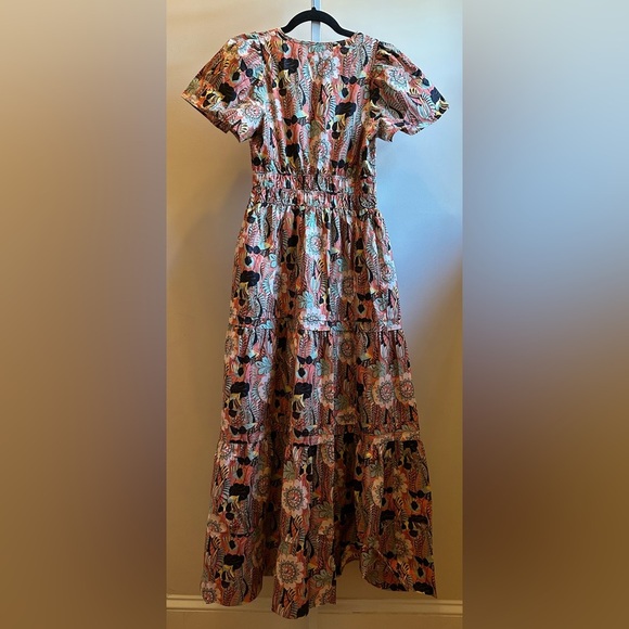 NEW Anthropologie Somerset Maxi Dress Sz XS Boho Floral Tiered Pockets Pink/Rose - Picture 3 of 10